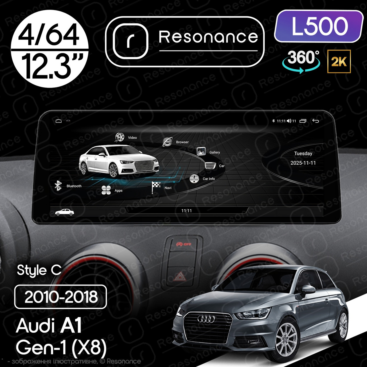 7127423046_magnitola-audi-a1 Магнітола Audi A1 (2010-2018) Resonance L500 4/64 12.3" QLED, 360 (BMW Style) - Зображення 1