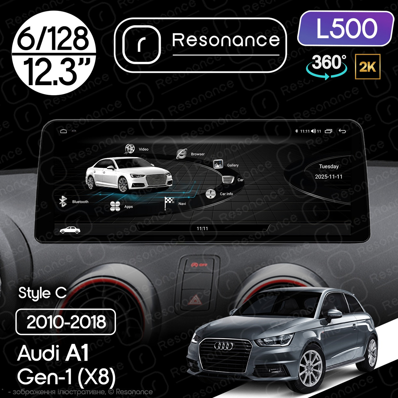 7127423057_magnitola-audi-a1 Магнітола Audi A1 (2010-2018) Resonance L600 6/128 12.3" QLED, 360 (BMW Style) - Зображення 1