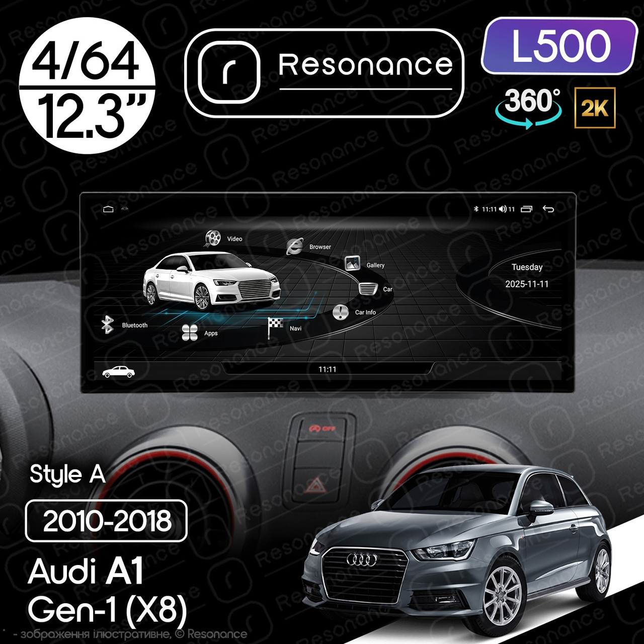 7127423110_magnitola-audi-a1 Магнітола Audi A1 (2010-2018) Resonance L500 4/64 12.3" QLED, 360 (Audi Style) - Зображення 1