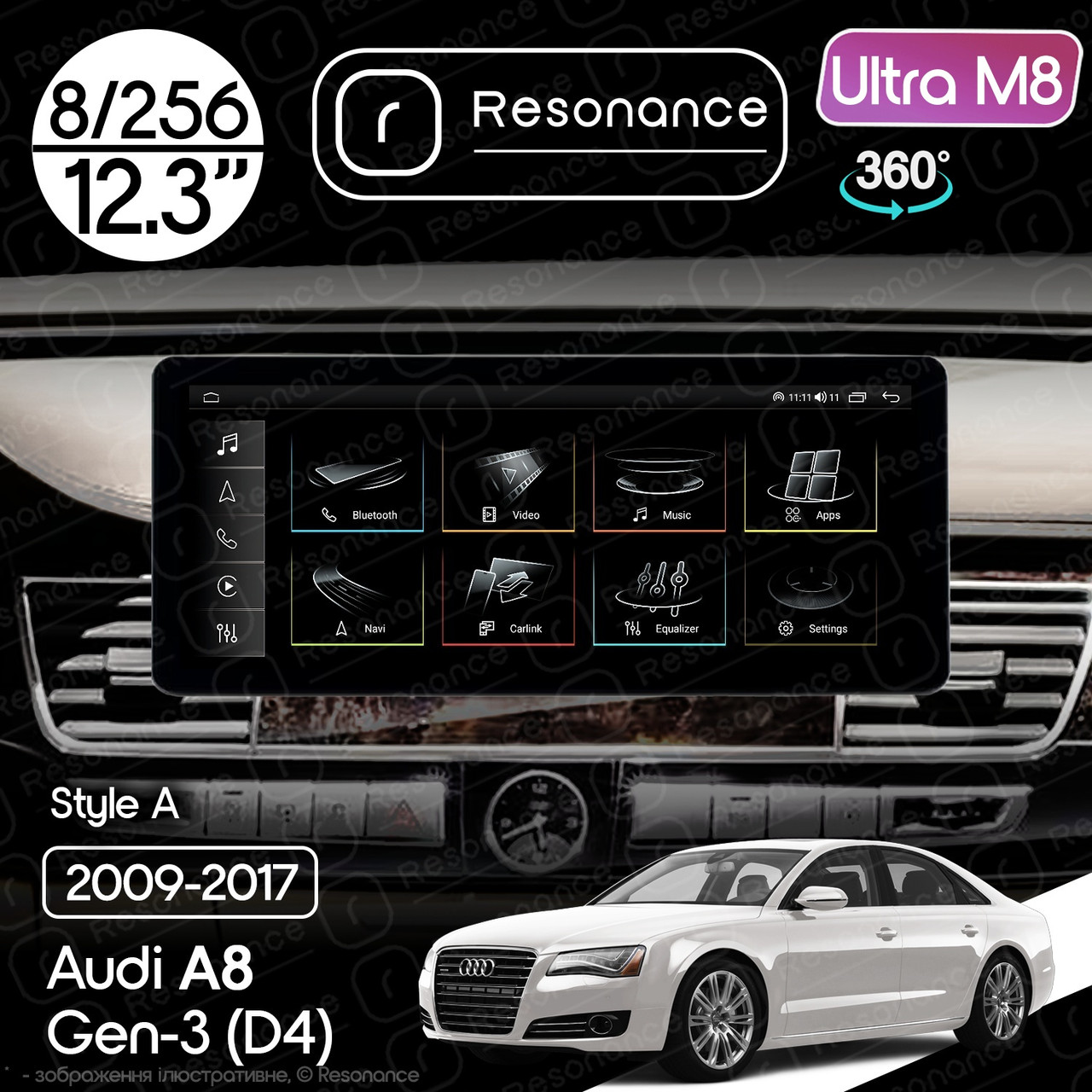 7176638301_magnitola-audi-a8 Магнітола Audi A8 Gen-3 (2009-2017) Resonance Ultra M8 (7862) 8/256, 12.3" QLED, 360 (Audi Style) - Зображення 1