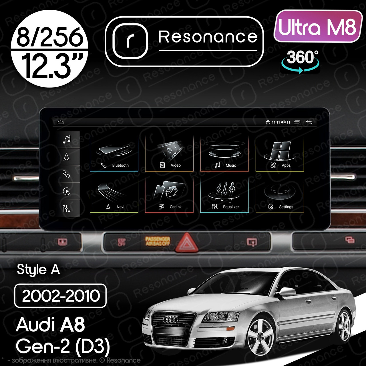 7176660162_magnitola-audi-a8 Магнітола Audi A8 Gen-2 (2002-2010) Resonance Ultra M8 (7862) 8/256, 12.3" QLED, 360 (Audi Style) - Зображення 1