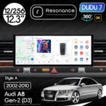 Магнітола Audi A8 Gen-2 (2002-2010) DUDU 7 12.3" 2K QLED, 12/256, 360 (Style A)