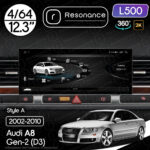 Магнітола Audi A8 Gen-2 (2002-2010) Resonance L500 4/64 12.3" QLED, 360 (Audi Style)