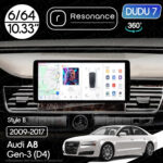 Магнітола Audi A8 Gen-3 (2009-2017) DUDU 7 10.33" QLED, 6/64, 360 (Style B)