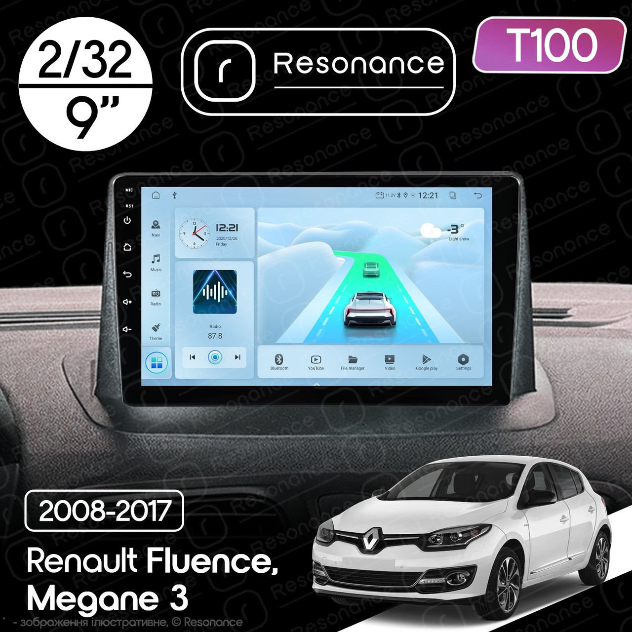 7183359802_magnitola-renault-megane Магнітола Renault Megane 3 (2008-2016) Resonance Ultra T100 2/64, 9" IPS (CarPlay) - Зображення 1