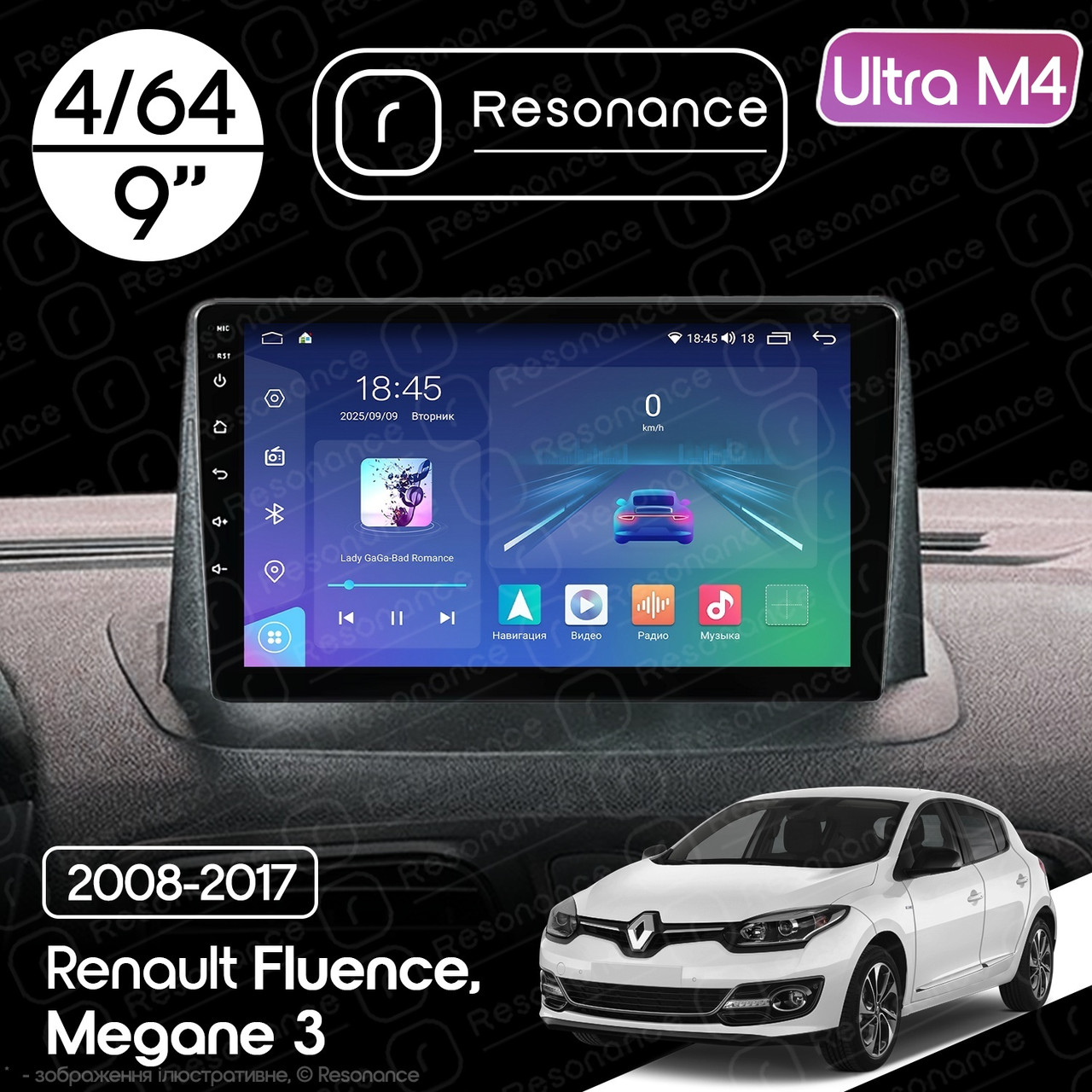 7183362138_magnitola-renault-megane Магнітола Renault Megane 3 (2008-2016) Resonance Ultra M4 4/64, 9" QLED - Зображення 1