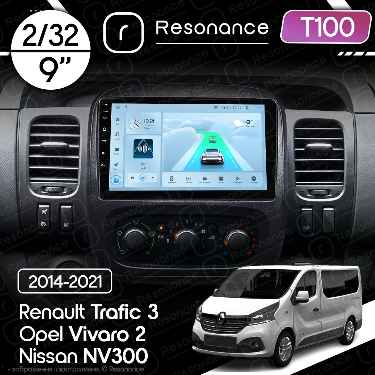7223080003_magnitola-renault-trafic Магнітола Renault Trafic 3(2014-2021) Resonance Ultra T100 2/64, 9" IPS (CarPlay) - Зображення 1