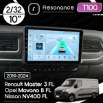 Магнітола Nissan NV400 FL (2019-2021) Resonance Ultra T100 2/64, 10" IPS (CarPlay)