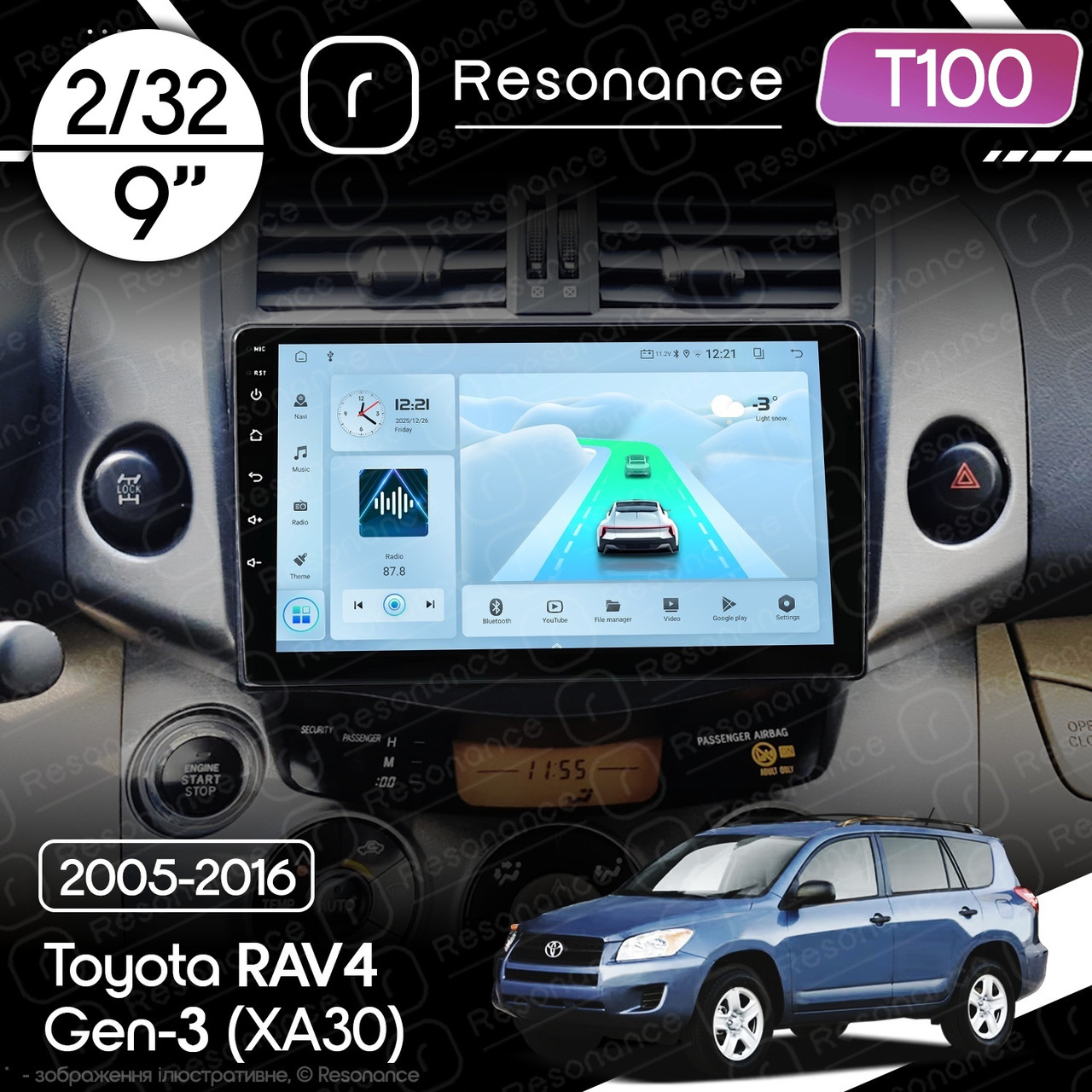7261610806_magnitola-toyota-rav4 Магнітола Toyota RAV4 3 (XA30) (2005-2016) Resonance Ultra T100 2/32, 9" IPS (CarPlay) - Зображення 1
