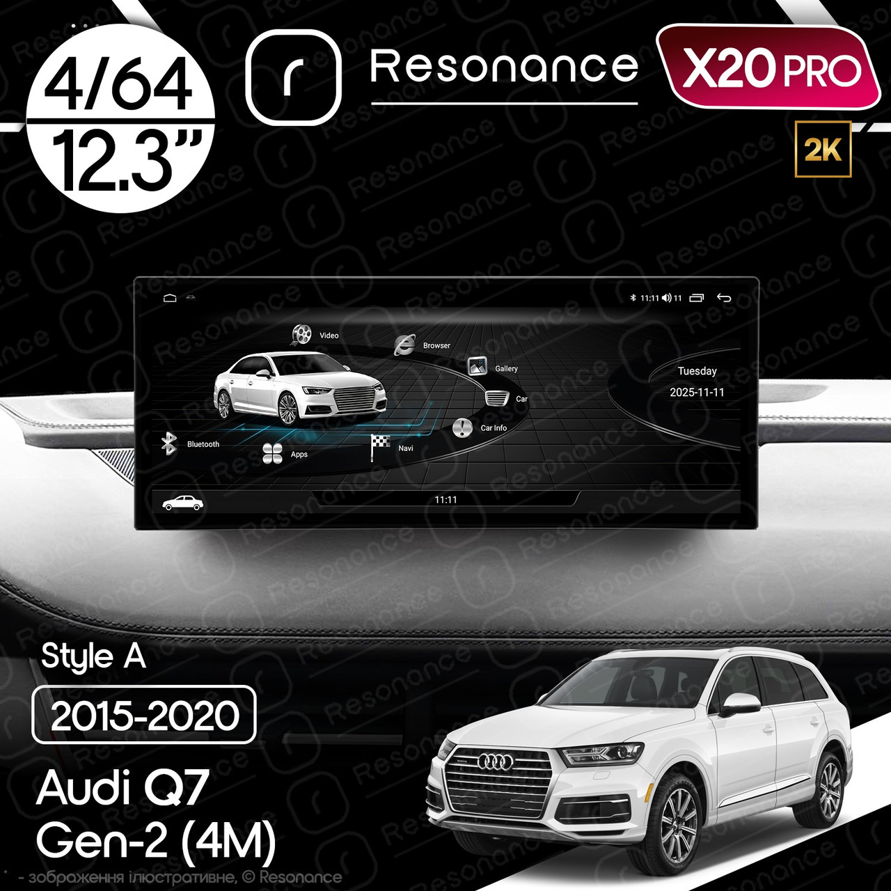 7293926627_magnitola-audi-q7 Магнітола Audi Q7 2 (4M) SQ7 (2015-2020) Resonance X20 PRO 4/64 12.3" 2K QLED (Audi Style) - Зображення 1