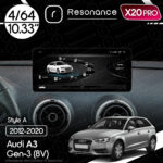 Магнітола Audi A3 3 (8V) (2012-2020) Resonance X20 PRO 4/64 10.33" QLED (Audi/Benz Style)