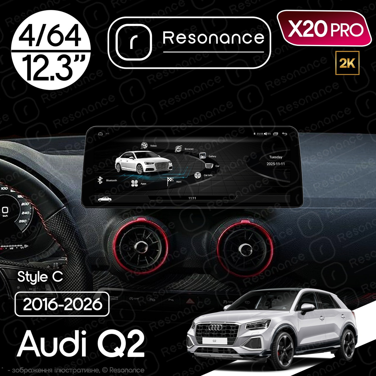 7294524587_magnitola-audi-q2 Магнітола Audi Q2, SQ2, Q2L (2016-2026) Resonance X20 PRO 4/64 12.3" 2K QLED (BMW Style) - Зображення 1
