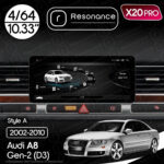 Магнітола Audi A8 2 (D3/4E) S8 A8L (2002-2010) Resonance X20 PRO 4/64 10.33" QLED (Audi/Benz Style)