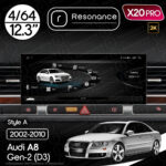Магнітола Audi A8 2 (D3/4E) S8 A8L (2002-2010) Resonance X20 PRO 4/64 12.3" 2K QLED (Audi Style)