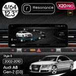 Магнітола Audi A8 2 (D3/4E) S8 A8L (2002-2010) Resonance X20 PRO 4/64 12.3" 2K QLED (Benz Style)