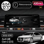 Магнітола Audi A8 2 (D3/4E) S8 A8L (2002-2010) Resonance X20 PRO 4/64 12.3" 2K QLED (BMW Style)