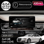 Магнітола Audi A8 3 (D4/4H) S8 A8L (2009-2017) Resonance X20 PRO 4/64 10.33" QLED (Audi/Benz Style)
